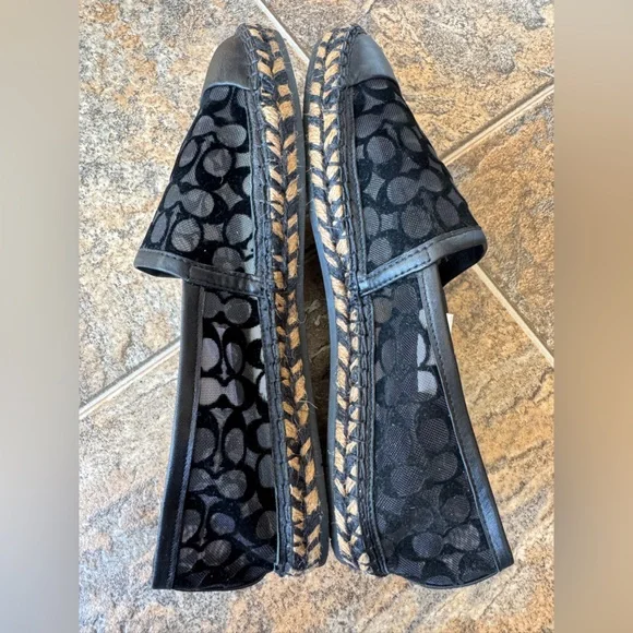 Coach Cleo Signature Canvas Mesh Slip On Espadrilles- Black/Tan, Women’s Size 8 - Picture 6 of 9